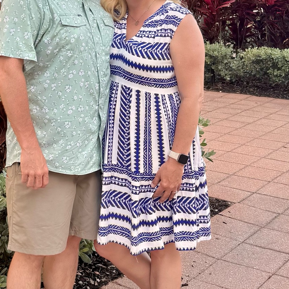 Cupshe White and Navy Patterned Mini Dress - Picture 2 of 6